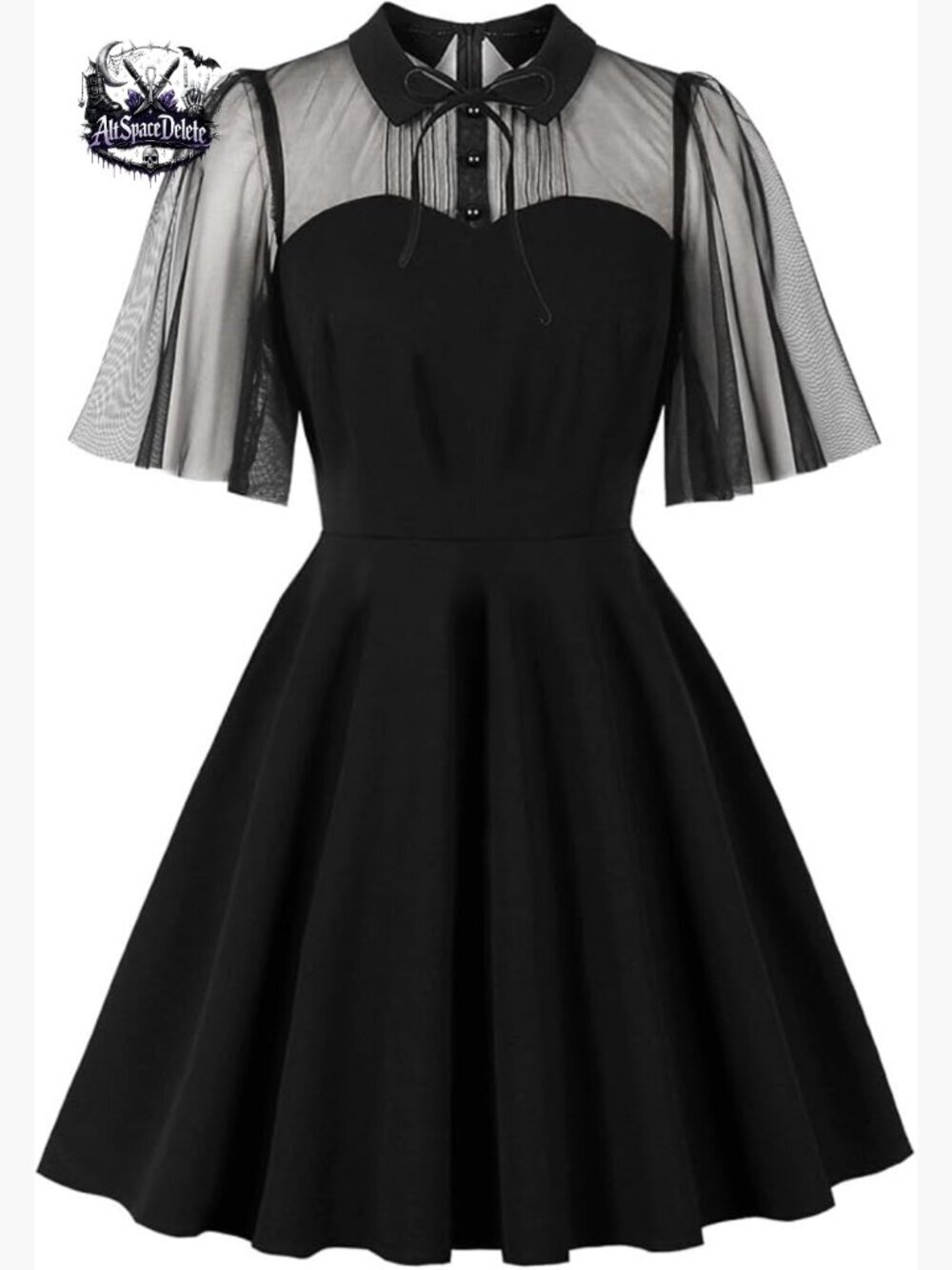 Retro Swing Midi Dress with Puff Sleeves, A-Line Silhouette, Cocktail Party